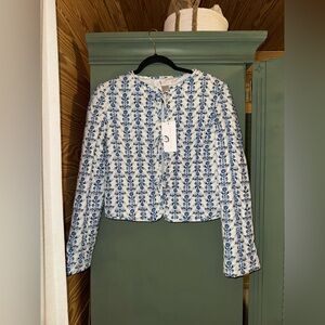 Caroline CONSTAS Floral Blue‎ and White Women's Jacket